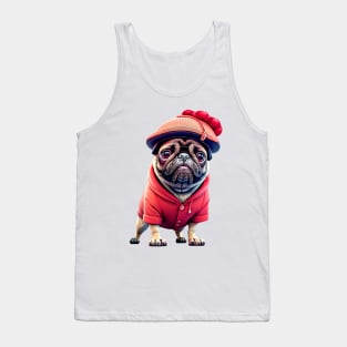 Grandma Pug in Cloche Hat - Cute Pug in Vintage Style Hat Tank Top